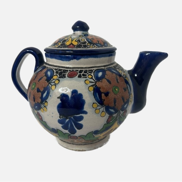 VTG Talavera Mexican Pottery Casa Rugerio Puebla Teapot Handpainted Floral - Picture 1 of 6